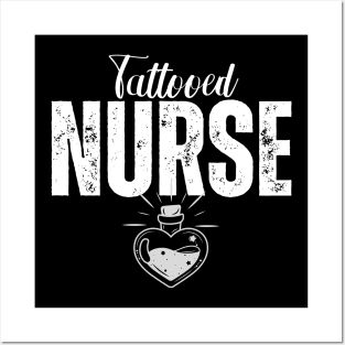 Tattooed Nurse with Heart-Shaped Potion Bottle Posters and Art